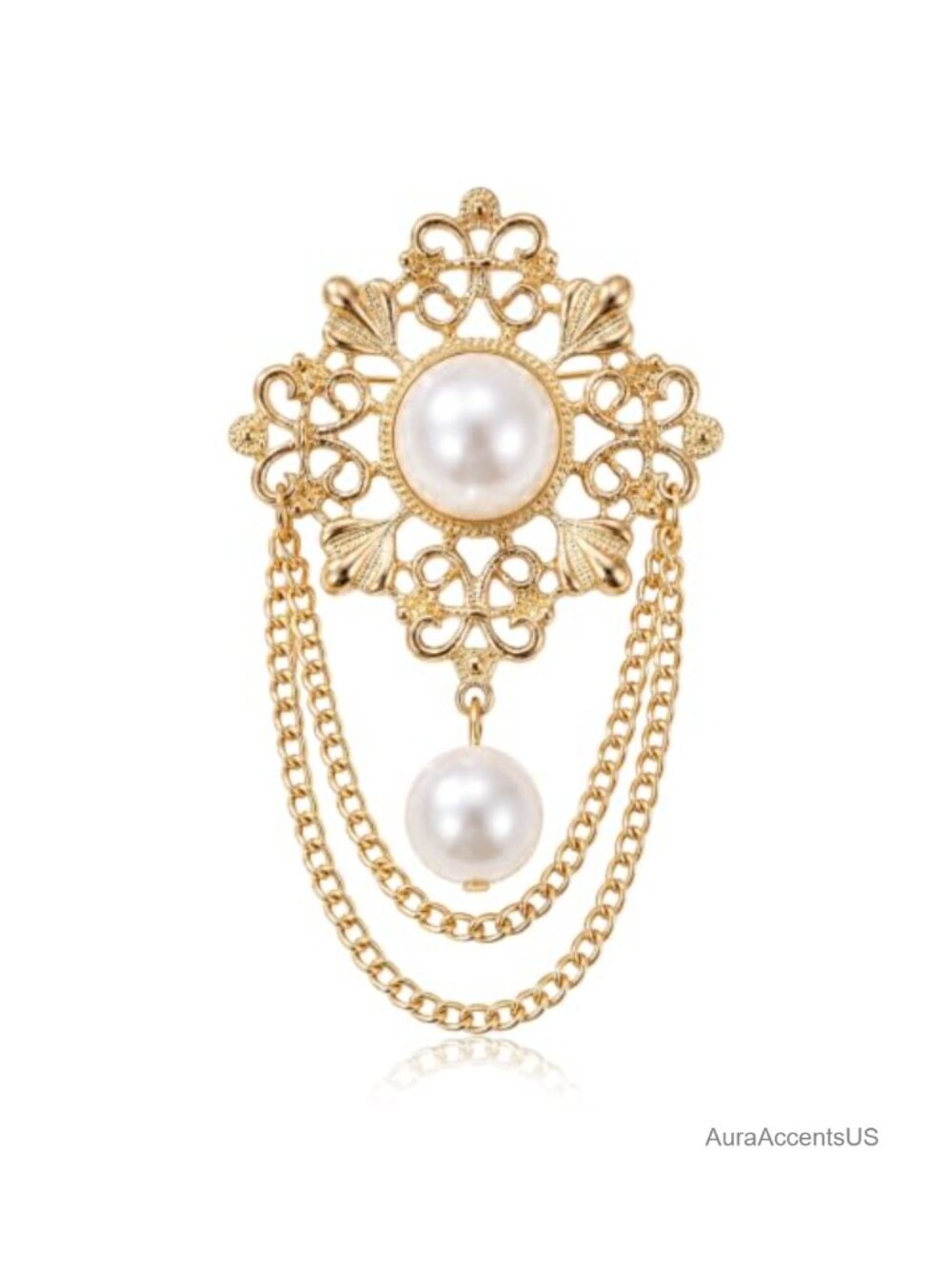 Dainty Boho Pearl Brooch Pin Vintage Style Floral Tassel